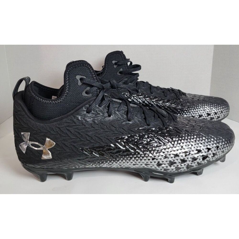 Under Armour UA Flow Football Cleats Black/Silver Men’s Size 16 D 3028132-001